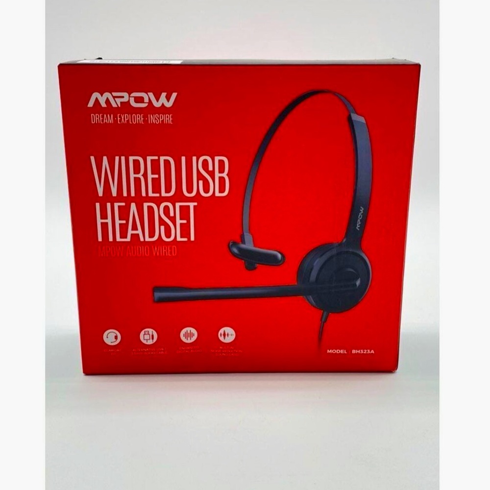 MPOW Audio Wired USB Headset Model PA071A 3.5MM Jack w/Built in Microphone: NEW!